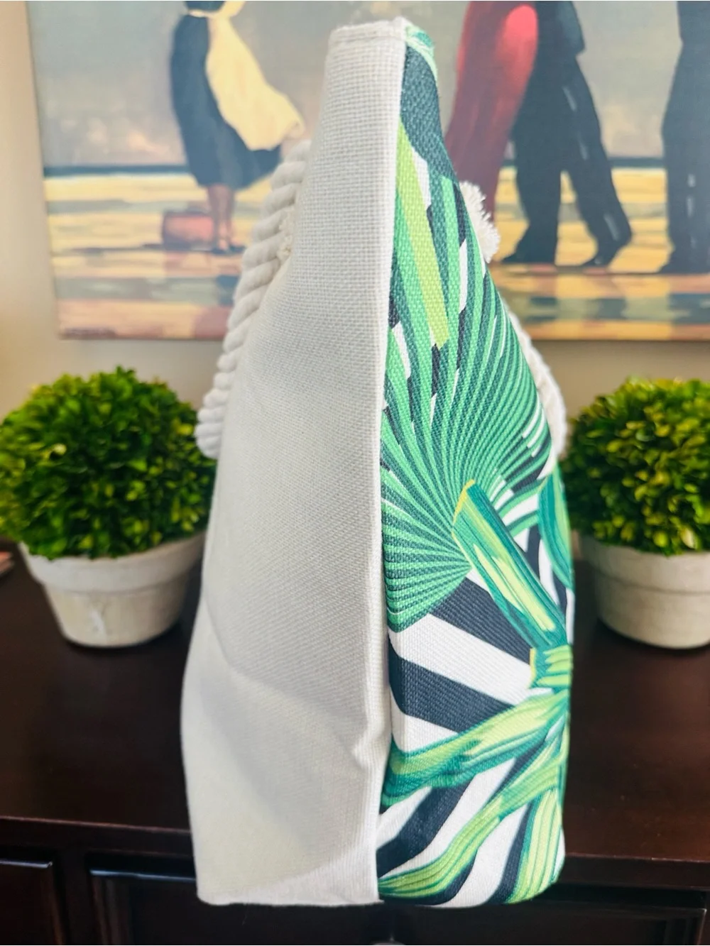 SPACIOUS 🌴💚TROPICAL💚🌴 ROPE HANDLE EXTRA LARGE BEACH TOTE BAG 🌟NEW🌟